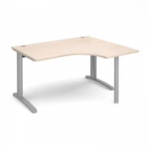 TR10 Right Hand Ergonomic Desk 1400mm - Silver Frame maple Top