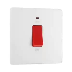 BG Evolve Pearl White 45A Square Switch Double Pole With LED Power Indicator - PCDCL74W