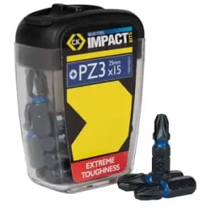 CK Tools T4560 PZ3D15 Blue Steel Impact Screwdriver Bit 25mm PZ3 B...