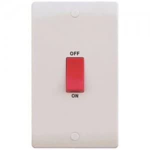 ESR Sline 45A White 2G Double Pole 230V Electric Cooker Wall Plate Switch