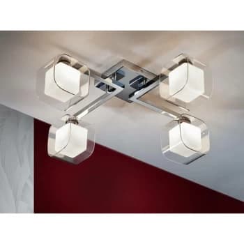 Schuller Cube - 4 Light Flush Ceiling Light Chrome Glass, G9