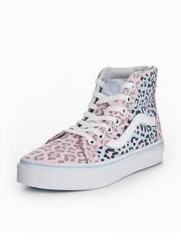 Vans Uy Sk8 hi Zip 2 tone Leopard Childrens Trainer Pink Size 1