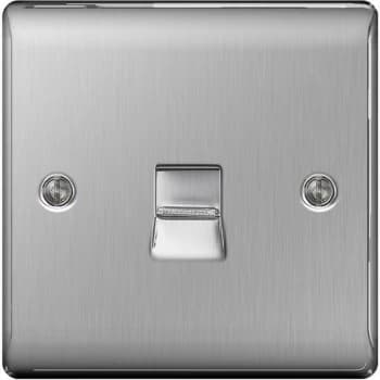 BG Nexus Metal Brushed Steel 1 Gang Telephone Socket - NBSBTS1
