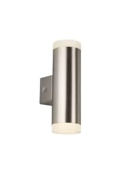 Integrated LED 2 Light Outdoor Up & Down Wall Light Satin Silver IP44