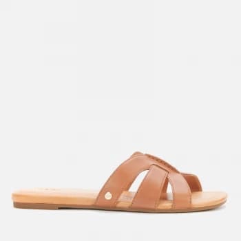 UGG Womens Teague Leather Mule Sandals - Tan - UK 3