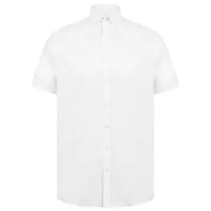 Henbury Mens Modern Short Sleeve Slim Fit Oxford Shirt (L) (White)