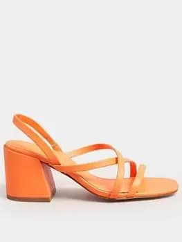 Long Tall Sally Cross Over Strap Block Heel Sandal - Orange, Size 11, Women