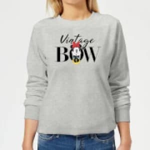 Disney Minnie Mouse Vintage Bow Womens Sweatshirt - Grey - L