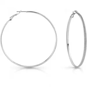 GUESS Rhodium Plated 62mm Glitter Hoop Earrings