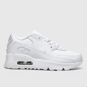 Nike Air Max 90 Leather Childrens Trainers - White/White, Size 12