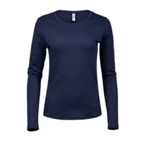 Tee Jays Womens/Ladies Interlock Long-Sleeved T-Shirt (3XL) (Navy)