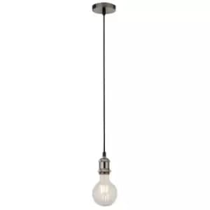 Searchlight Lighting - Searchlight Satin Silver 1 Light Cable Suspension With 1.5Mtr Black Textile Cable (Lamp Not Included)