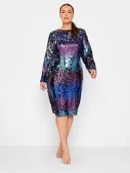 Yours Sequin Ombre Shift Dress, Green, Size 16, Women