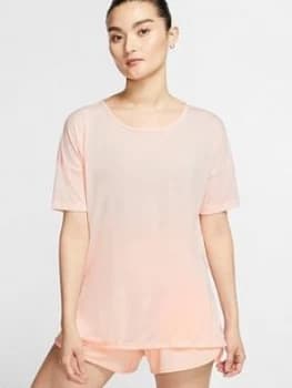 Nike Yoga Dry Layer Short Sleeve Top - Coral, Size Xxl, Women