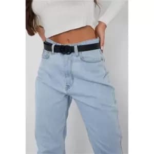 I Saw It First Black Matte Buckle Double Circle Belt - Black