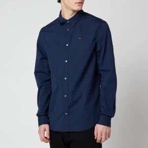 Tommy Jeans Mens Original Stretch Long Sleeve Shirt - Black Iris - L
