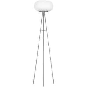 Netlighting Optica 2 Light Floor Lamp Satin Nickel with White Opal Glass, E27