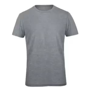 B&C Mens Favourite Short Sleeve Triblend T-Shirt (3XL) (Heather Light Grey)