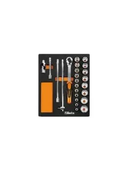 Beta Tools M83 24pc 1/2" D Socket & Accessory Set in Soft Tray for Roller Cabs