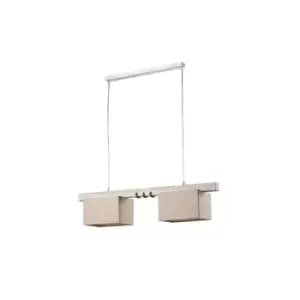 Gea Wood Bar Pendant Ceiling Light, Fabric Shade