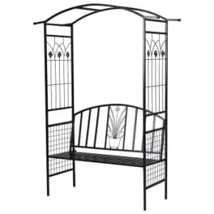 Alfresco Arbour Arch Loveseat, Matte Black