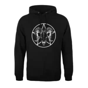 Grindstore Mens RAM Skull Pentagram Hoodie (L) (Black)