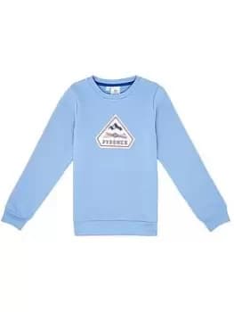 Boys, Pyrenex Large Logo Crew Neck Sweatshirt - Pale Blue Size 10 Years