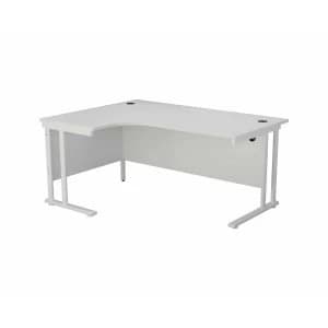 TC Office Start White Cantilever Frame Left Hand Crescent Desk 1600x1200mm, White