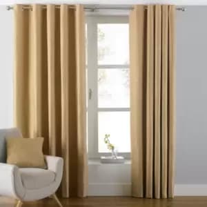 Atlantic Twill Woven Eyelet Curtains Ochre