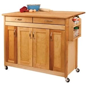 Catskill by Eddingtons Butcher Block Kitchen Trolley on Wheels with Drop Leaf Extension