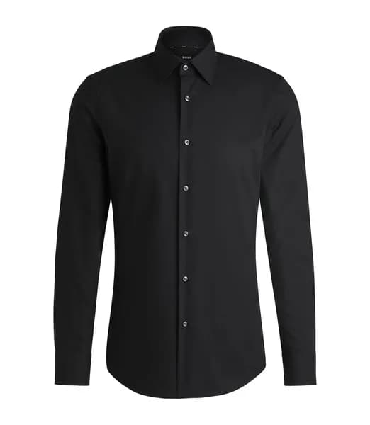 BOSS Black H-HANK-Kent-C1-214 Cotton-Blend Shirt - 42 /XL Black Shirts male 50469345-001 XL