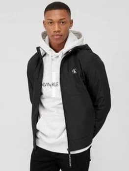 Calvin Klein Jeans Jersey Lined Hooded Jacket - Black