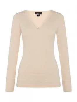 DKNY Long sleeve deep v neck jumper Light Pink