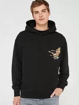 Tommy Jeans Relaxed Vintage Eagle Hoodie - Black Size M Men