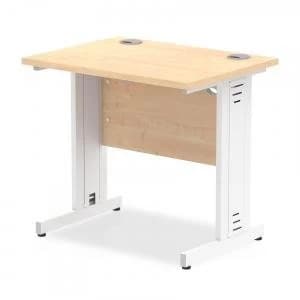 Trexus Desk Rectangle Cable Managed White Leg 800x600mm Maple Ref
