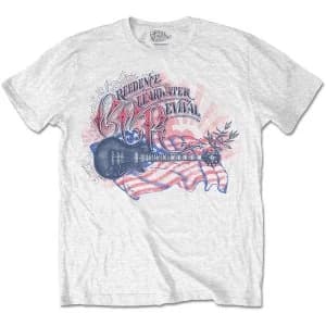 Creedence Clearwater Revival - Guitar & Flag Unisex Large T-Shirt - White