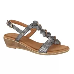 Cipriata Womens/Ladies Flower Halterback Wedge Sandals (6 UK) (Pewter)