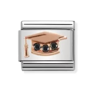 Nomination Classic Rose Gold Graduation Cap Charm