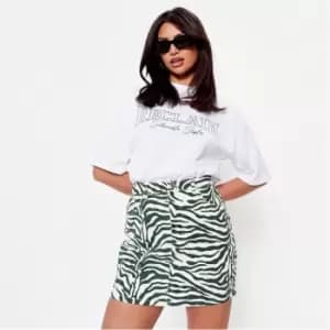 I Saw It First Zebra Print Denim Mini Skirt Co-Ord - Green
