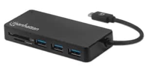 Manhattan USB-C Dock/Hub with Card Reader, Ports (x3): USB-A (x3),...
