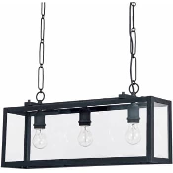 Ideal Lux Lighting - Ideal Lux Igor - 3 Light Ceiling Lantern Pendant Bar Black, Clear Glass Plates, E27