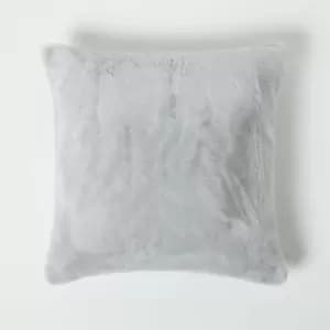 Soft Touch Faux Fur Pink Cushion 46 x 46cm - Grey - Homescapes