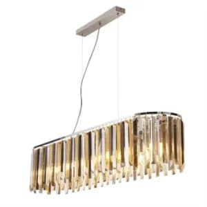 Clarissa 8 Light Bar Ceiling Pendant Chrome, Crystal Prism Drops, E14