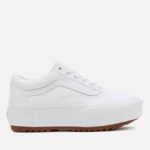 Vans Womens Canvas Old Skool Stacked Trainers - True White - UK 5