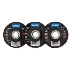 Draper Aluminium Oxide Flap Discs, 115 x 22.23mm, 40 Grit (Pack of 10)