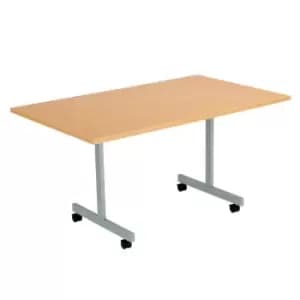 Tc One Eighty Tilting Table 1400 x 800 Silver Legs Beech Rectangular Top