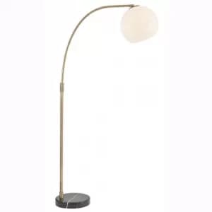 Complete Floor Lamp Matt Antique Brass Plate, Opal Glass