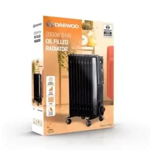 Daewoo HEA1202GE 2 0kW Oil Filled Radiator in Black
