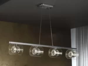 Flash 4 Light Crystal Bar Ceiling Pendant Chrome, G9