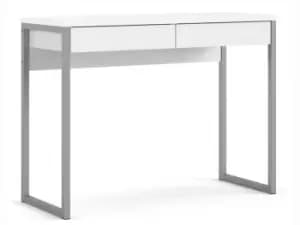 Furniture To Go Function Plus White High Gloss 2 Drawer Desk Flat Packed